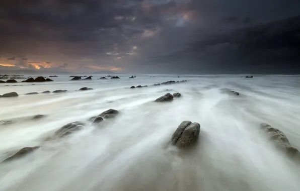 Wallpaper Sunset Stones Landscape Sea For Mobile And Desktop Section Resolution