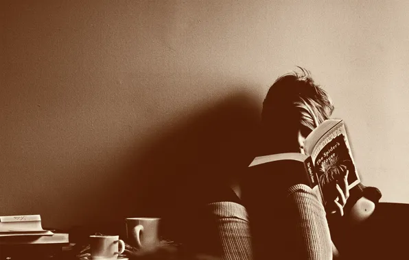 Cup, book, reads
