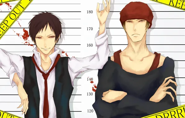 Art, guys, characters, Durarara, Durarara, Of Izaya Orihara, Heiwajima Shizuo