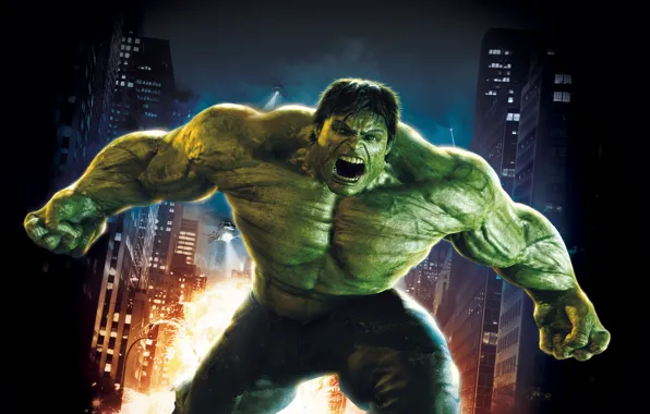 Wallpaper 2008, City, Light, Action, Fantasy, Edward Norton, Fire, Hulk ...