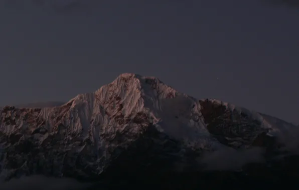 Wallpaper the sky, snow, night, nature, rock, mountain for mobile and ...