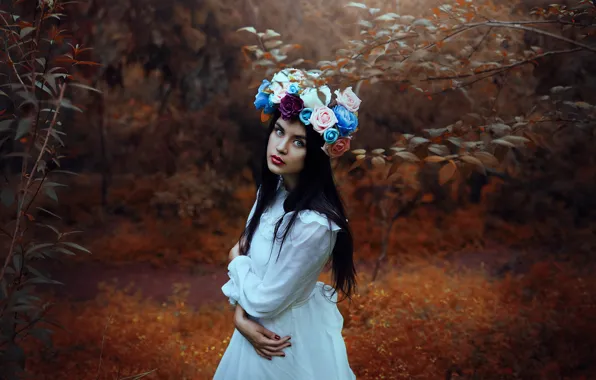 Forest, look, flowers, mood, wreath