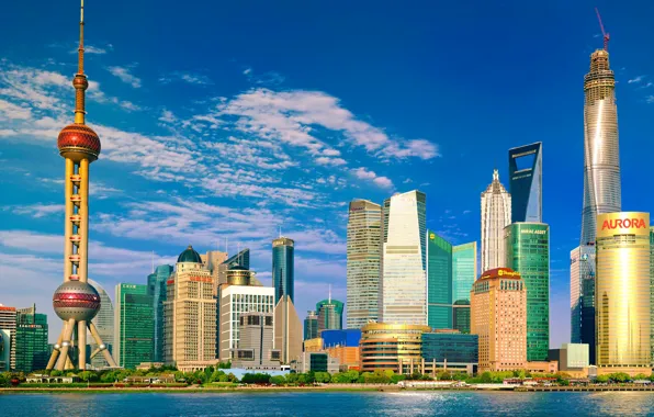 The sky, the city, day, panorama, Shanghai, Shanghai