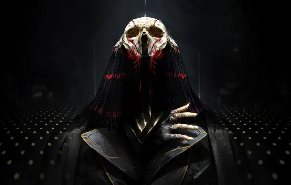 Picture background, skull, hand, mask, fantasy, art, cloak