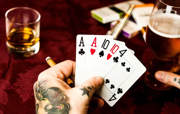 Card, whiskey, casino