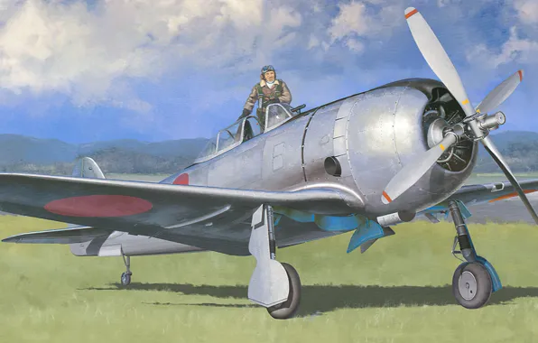 Wallpaper art, airplane, aviation, ww2, ki-44 for mobile and desktop ...