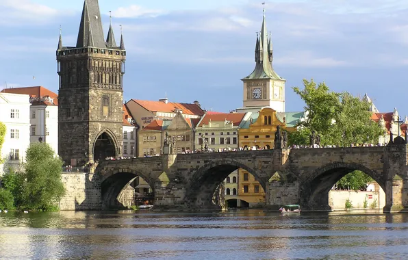 River, people, home, Prague, Czech Republic, Charles bridge