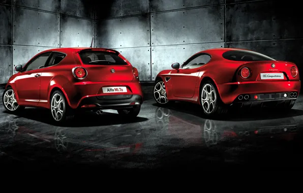 Alfa Romeo, red, coupe, mixed