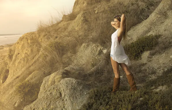 Picture pose, mood, coast, model, boots