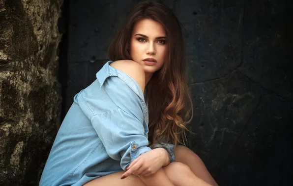 Look, sexy, model, portrait, makeup, hairstyle, shirt, brown hair