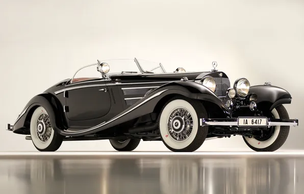 Black, cars, Mercedes, 540K, Special Roadster, 1936, classic