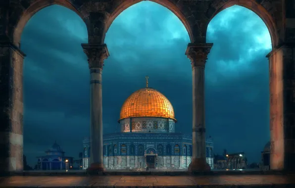 Night, mosque, architecture, the dome