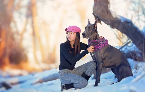 Picture mood, dog, girl