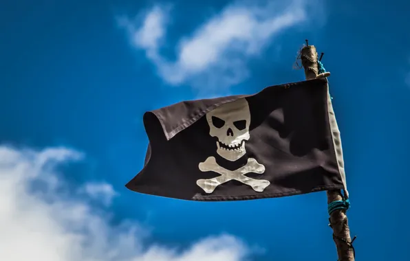 The sky, flag, pirates