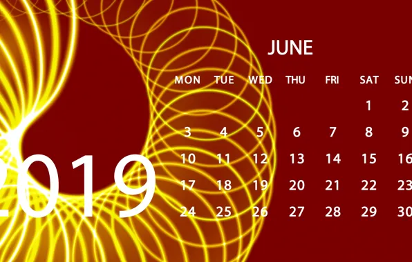 Calendar, June, 2019