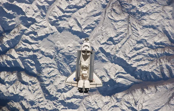 Mountains, Space, Andes, Shuttle Atlantis, the border of Argentina and Chile