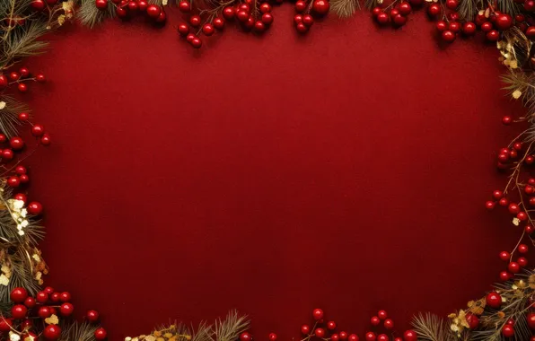 Balls, branches, berries, texture, fruit, Christmas, New year, needles