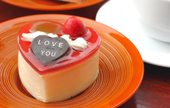 Love, the inscription, heart, cake, I love you, cake, torti