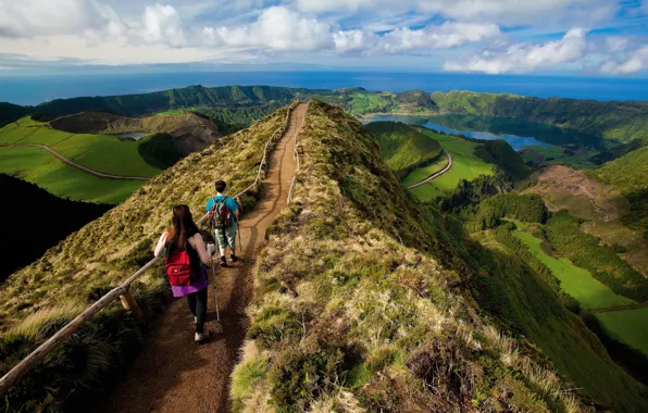 Picture Mountains, Trail, People, Europe, Two, Portugal, Europe, Portugal