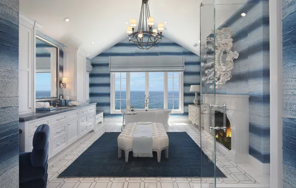 Mirror, chandelier, bath, fireplace, mansion
