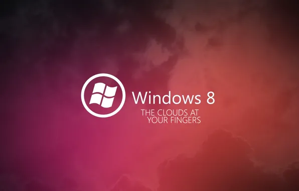 Clouds, red, background, logo, windows 8, Windows 8
