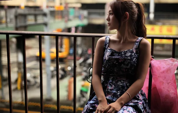 Summer, girl, face, background, dress, profile