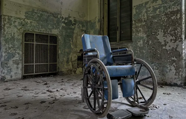 Picture shadow, window, sunlight, refused, hospital ward, wheelchair