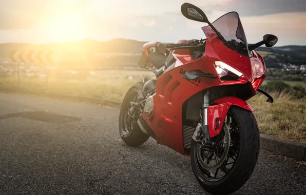 Red, Sunset, Panigale V4