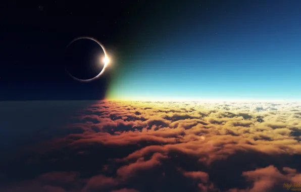 The sun, clouds, Eclipse