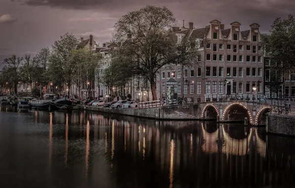 Bridge, home, Amsterdam, channel, Netherlands