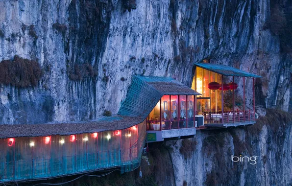 Picture lights, rock, China, cafe, cave, sanyou cave