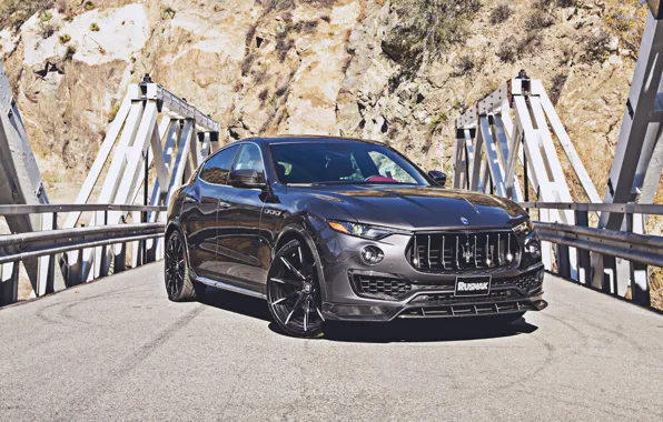 Road, machine, mountains, tuning, Maserati, carbon, black, front