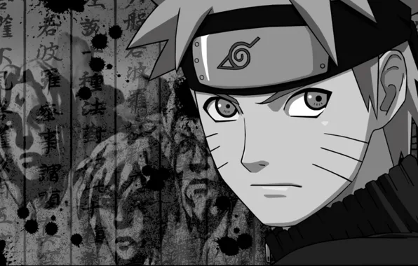 Picture characters, spot, characters, naruto, black and white, naruto, Hokage