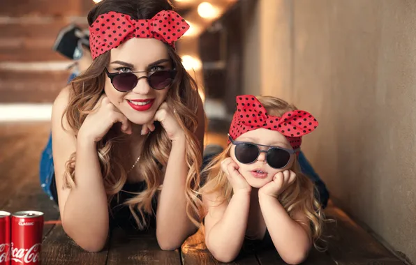 Girl, retro, girl, mom, Pin up, daughter