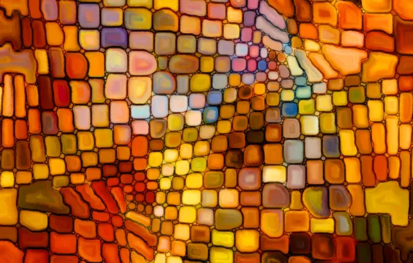 Picture mosaic, pattern, stained glass, colorful