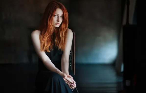 Look, shoulders, brown hair, black dress, Vladislav Masko