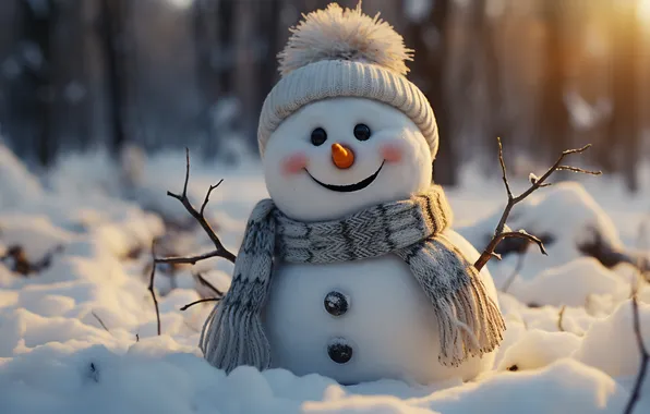 Winter, snow, Christmas, New year, snowman, Christmas, winter, snow