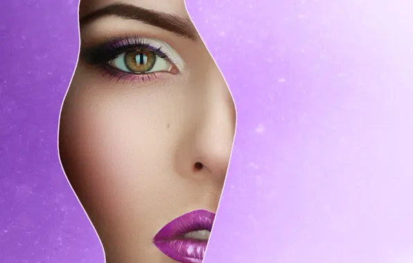 Look, girl, face, eyelashes, lipstick, lips, green eyes