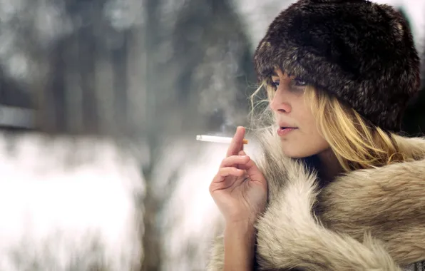 Picture girl, portrait, cigarette