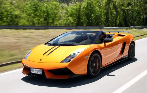 Picture road, speed, Lamborghini, supercar, Gallardo, Spyder, beautiful, LP570-4