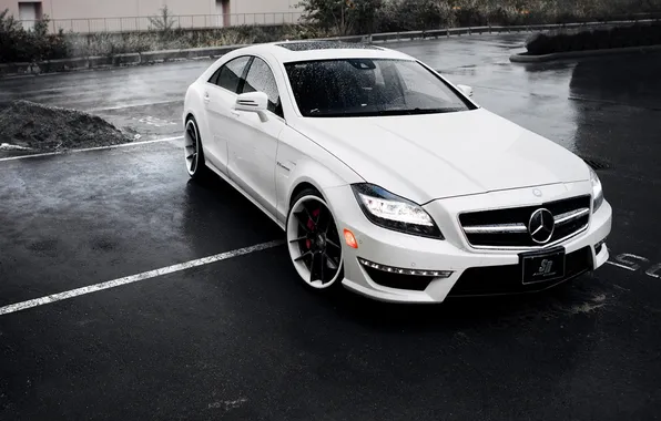 Picture white, wet, Mercedes, cls63, adv 15
