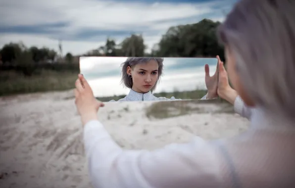 Picture look, girl, mirror
