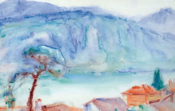 Landscape, lake, watercolor, ORT, John Peter Russell, John Peter Russell