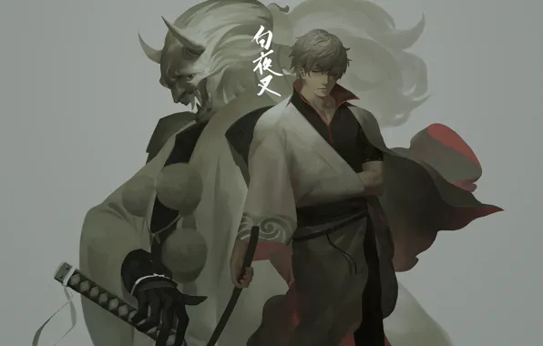 Anime, art, Gintama, Sakata Gintoki, Gintama, Oni