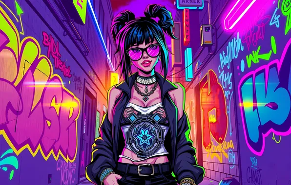 Girl, street, houses