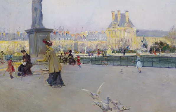 Picture bird, people, picture, the urban landscape, Carlo Brancaccio, Carlo Brancaccio, The Gardens Of The Tuileries. …