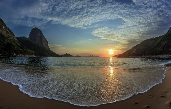 Wallpaper sea, sunset, rocks, shore