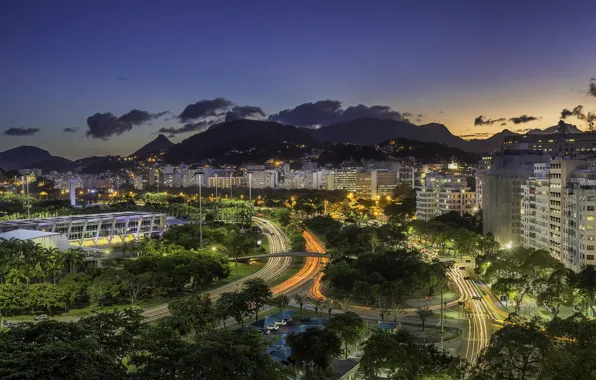 The sky, night, lights, Brazil, Rio de Janeiro, Rio de Janeiro