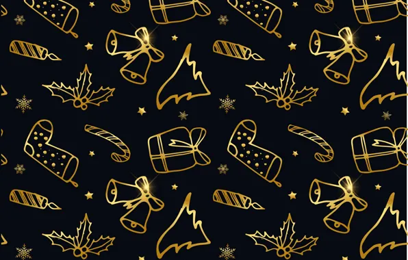 Decoration, background, gold, black, New Year, Christmas, golden, black