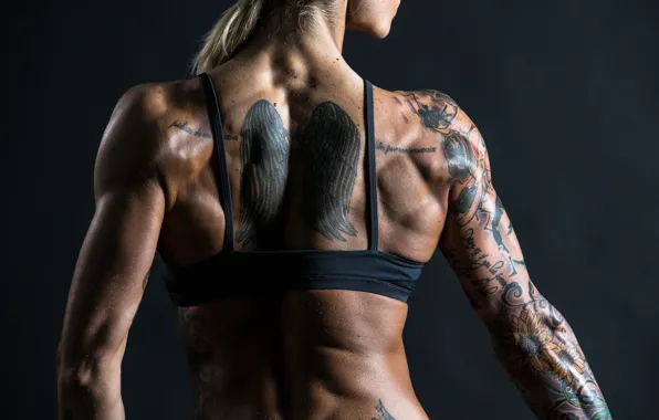 Picture muscles, back, tattoos, physical activity